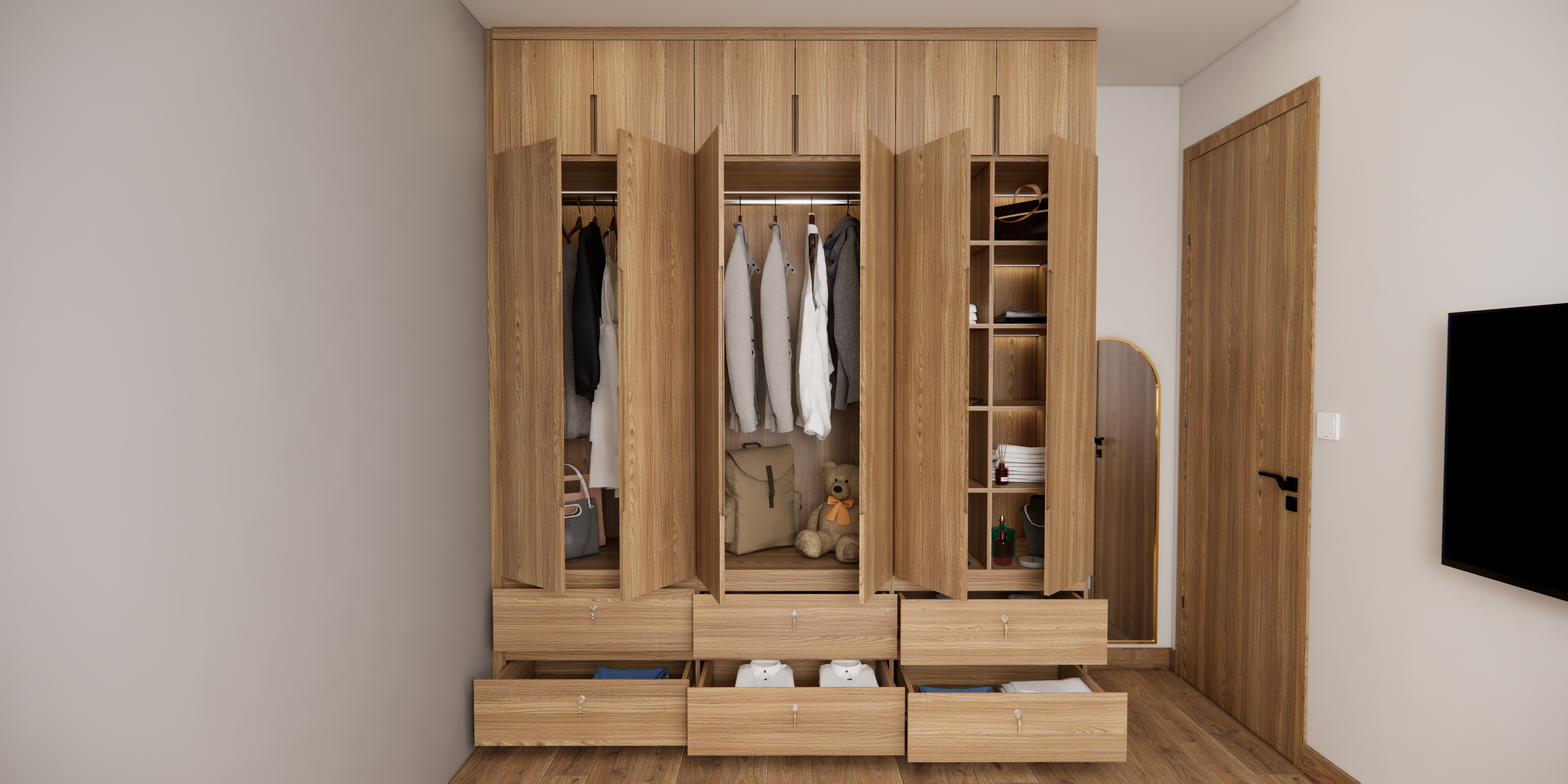 tủ quần áo MDF phủ Melamine