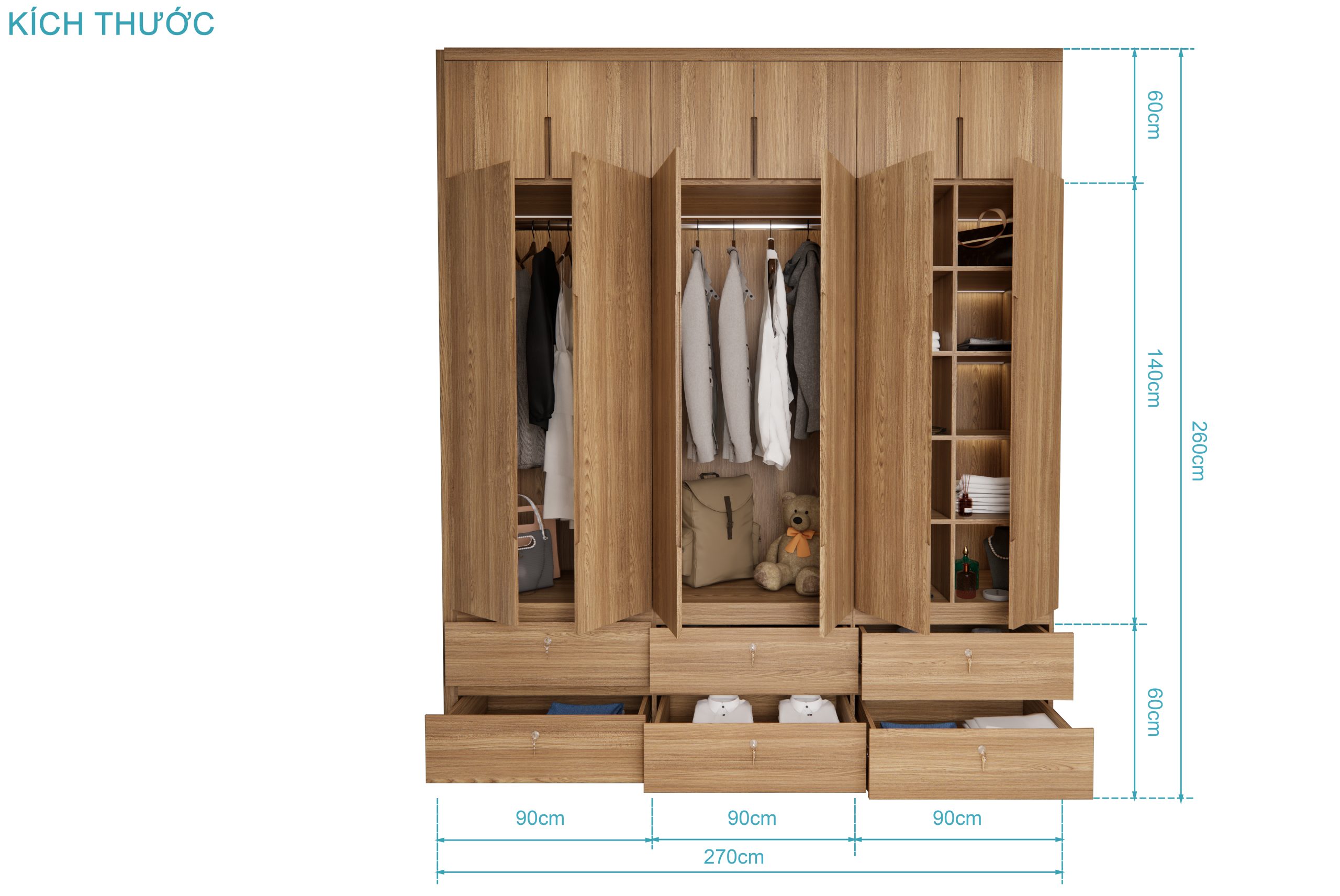 kích thước tủ quần áo
