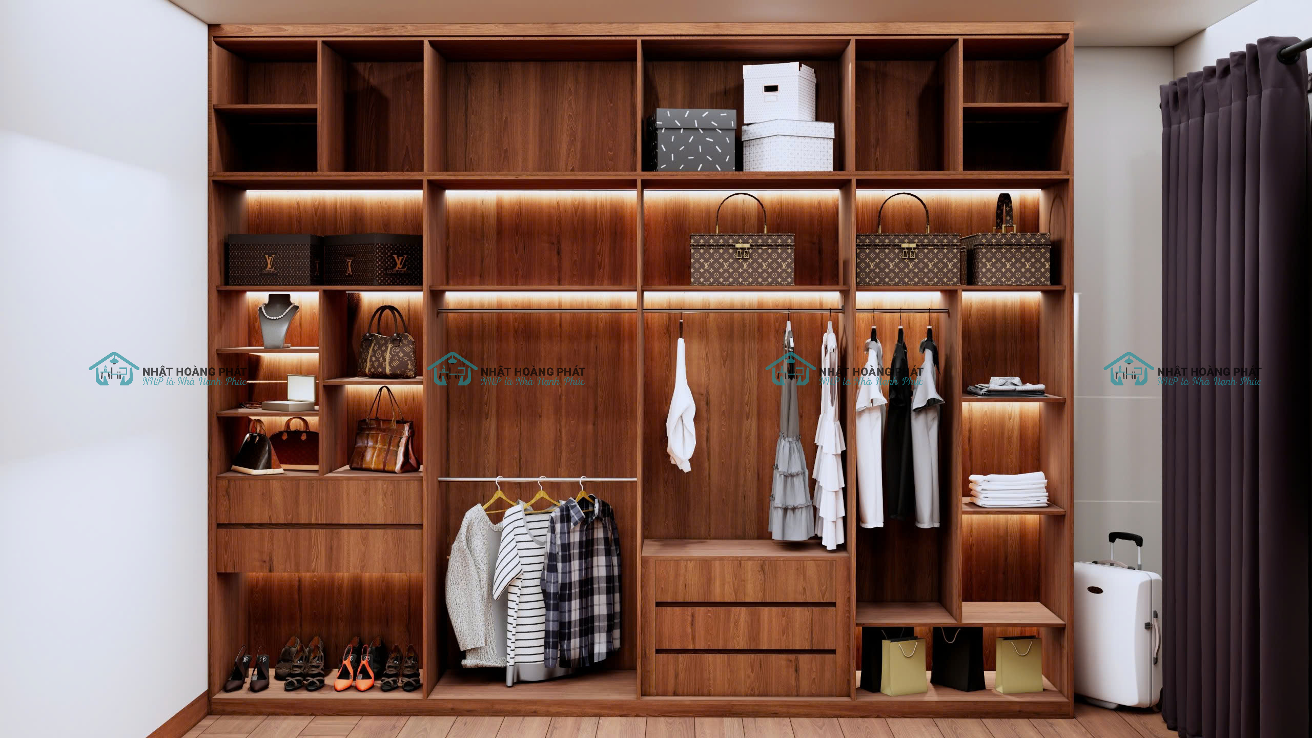 bên trong tủ quần áo