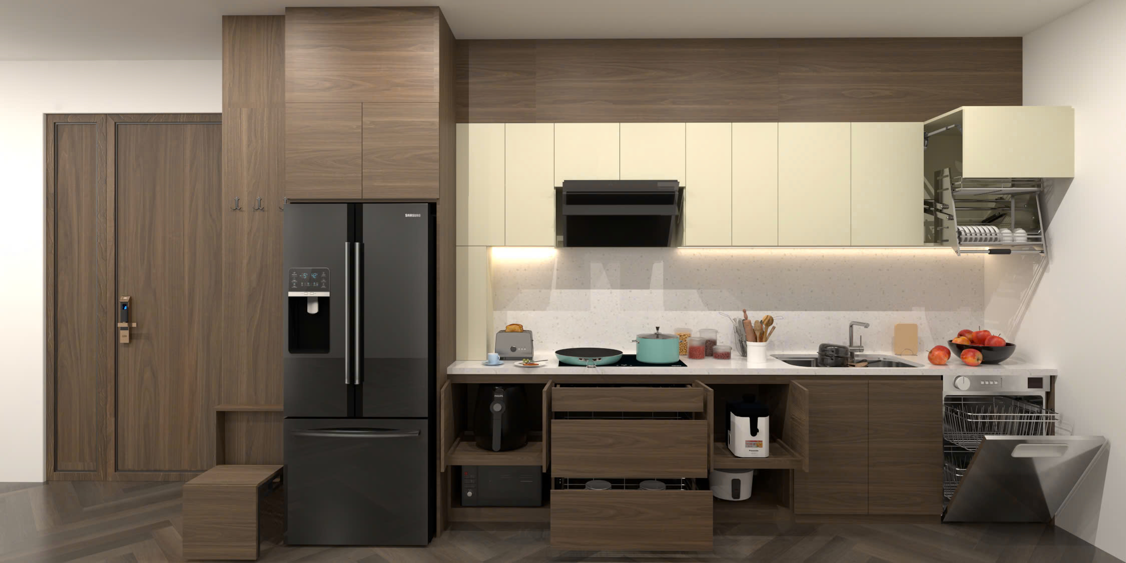 tủ bếp melamine