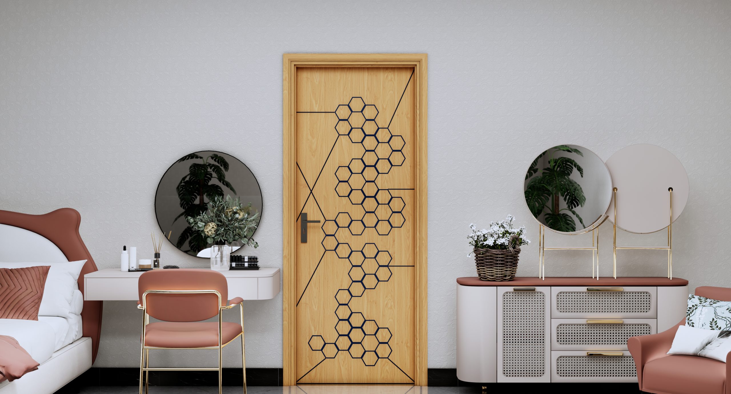 cửa mdf chạy hoa văn