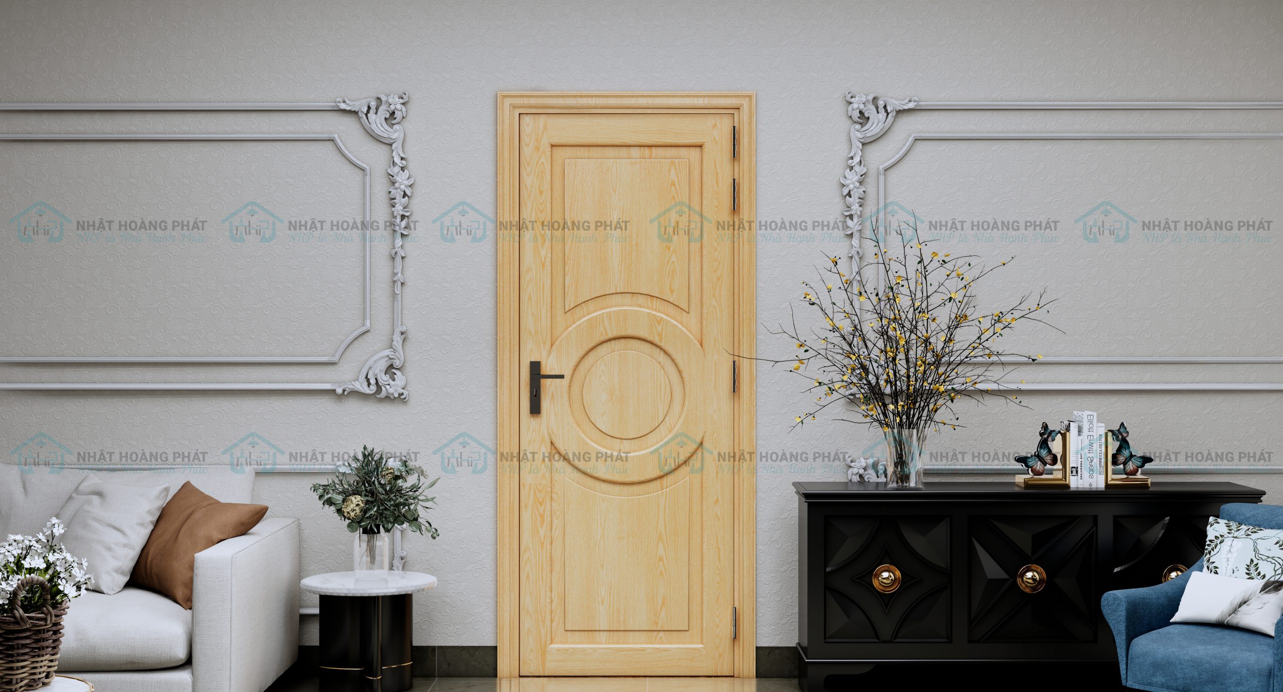 cửa gỗ sồi đỏ tự nhiên