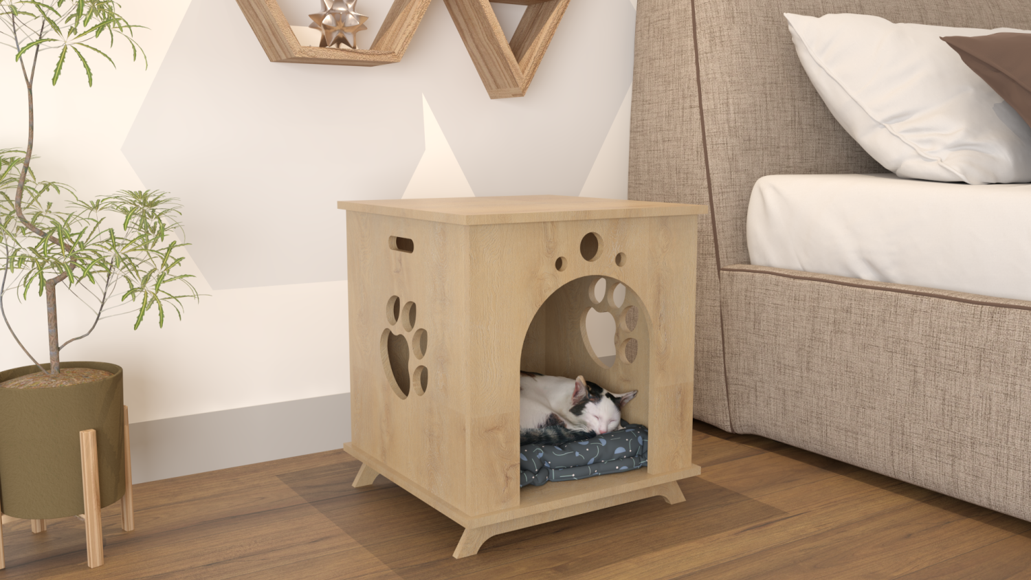 nhà gỗ cho chó mèo