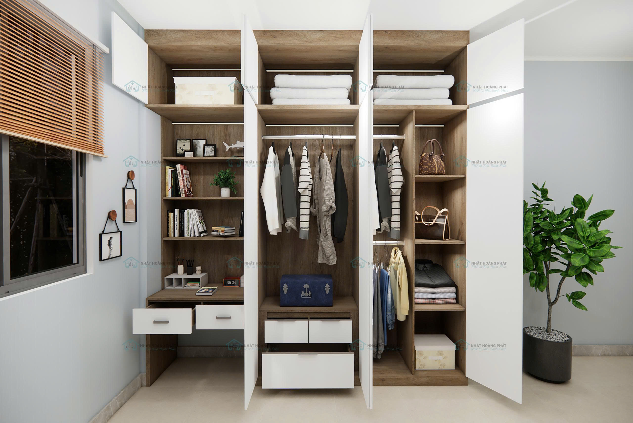 Tủ quần áo MDF phủ melamine