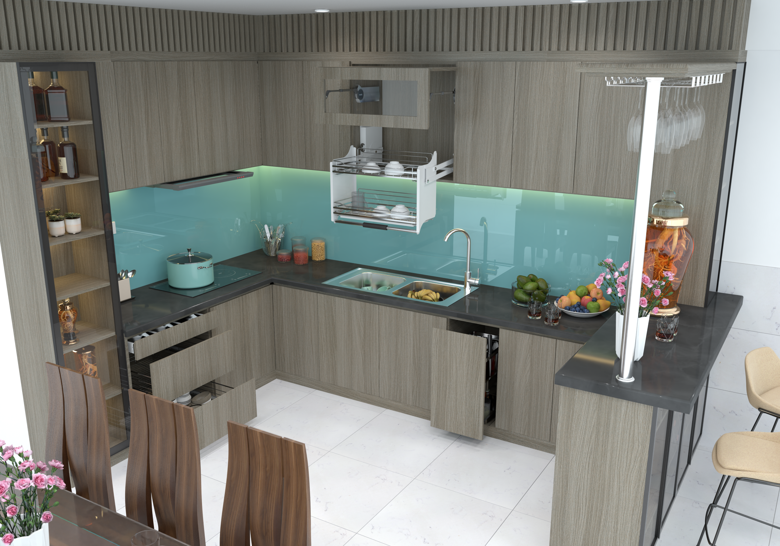 tủ bếp gỗ công nghiệp