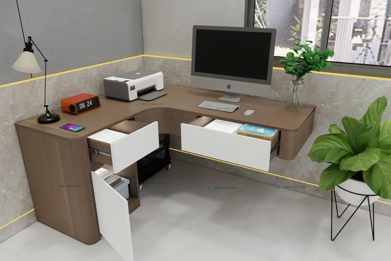 bàn làm việc melamine