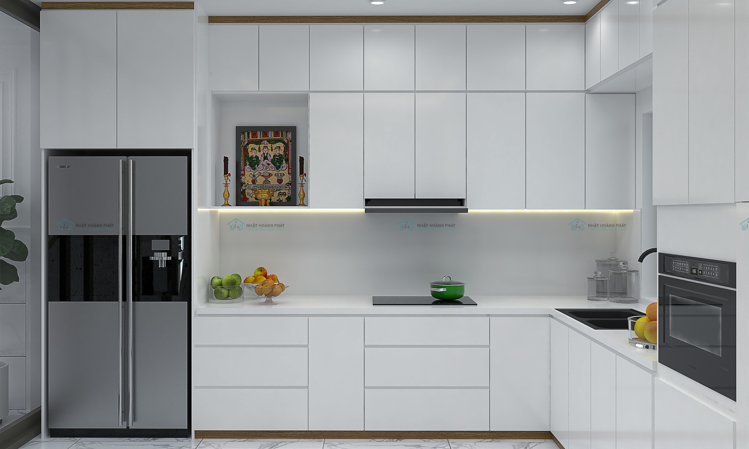 tủ bếp mdf melamine