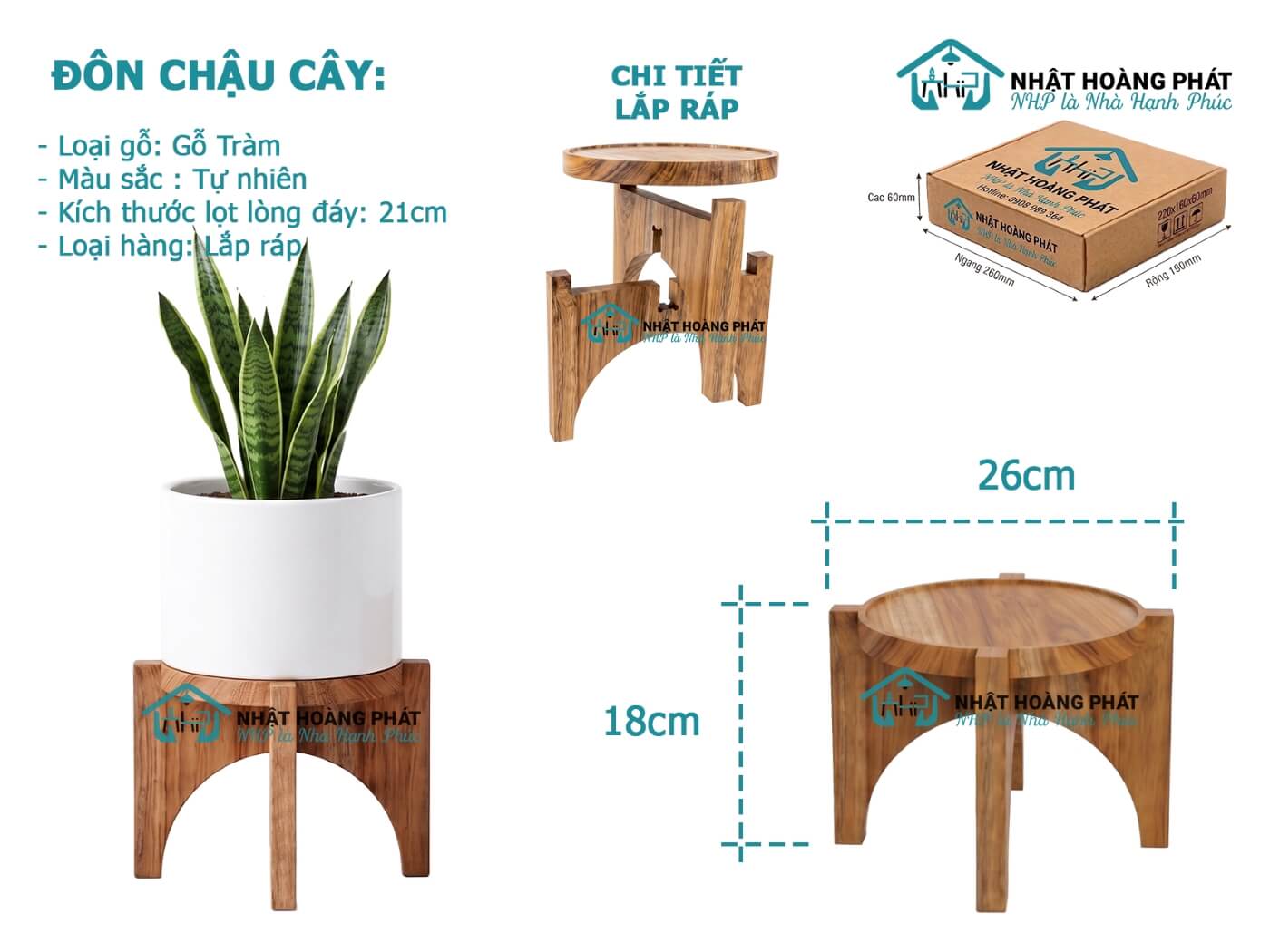 đôn gỗ đặt chậu cây
