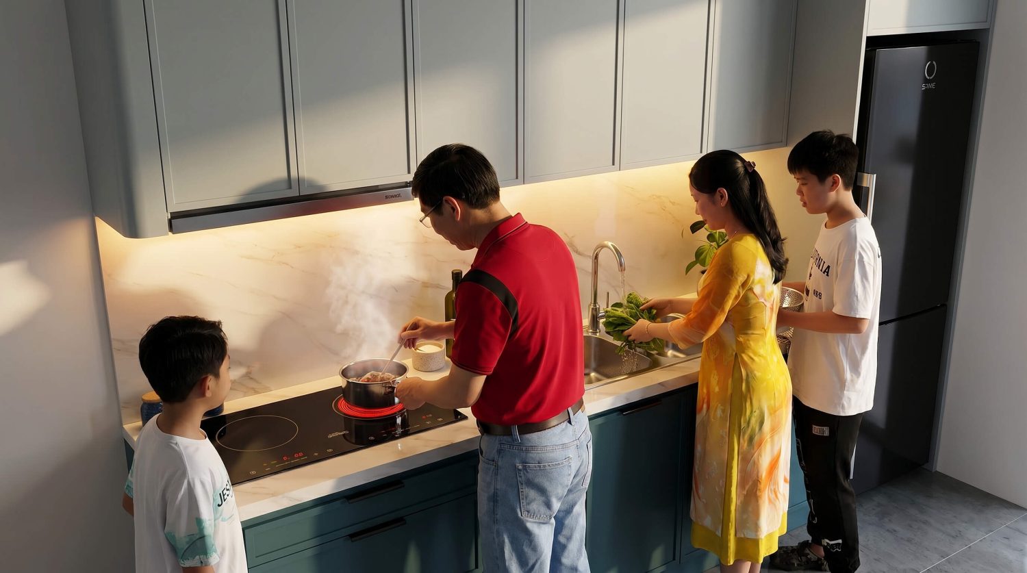 tủ bếp mdf