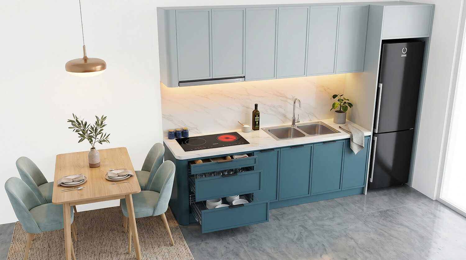 tủ bếp mdf