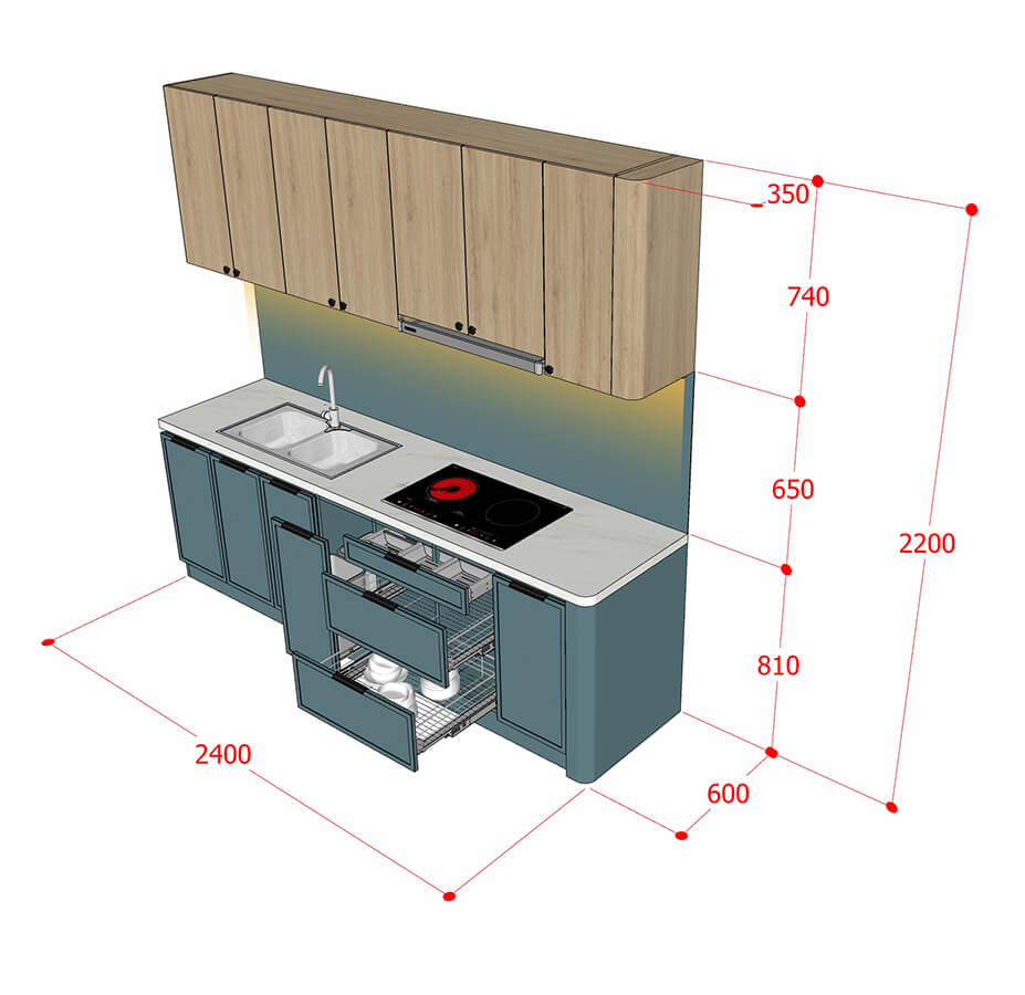 tủ bếp gỗ công nghiệp