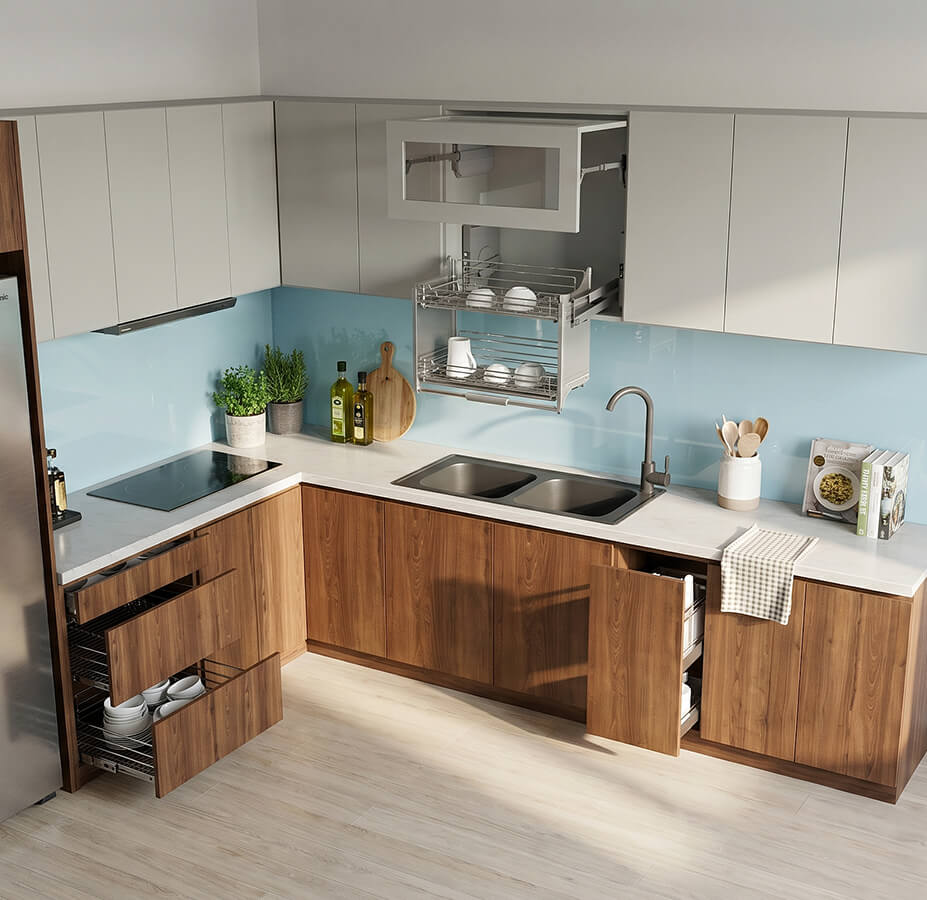 tủ bếp mdf melamine