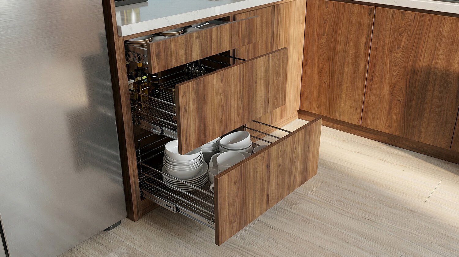 tủ bếp MDF phủ Melamine