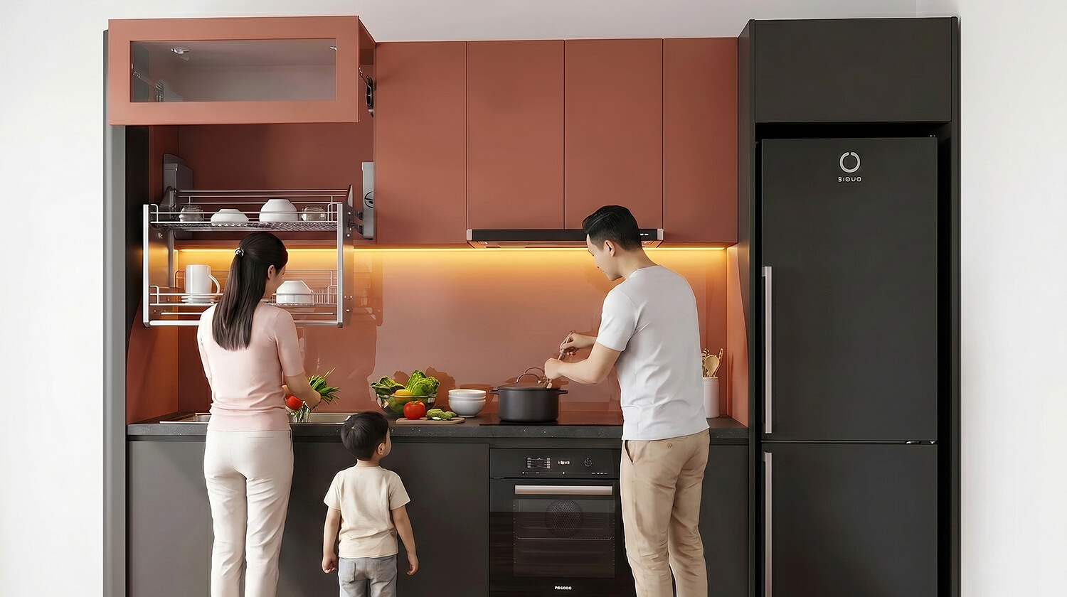 tủ bếp melamine