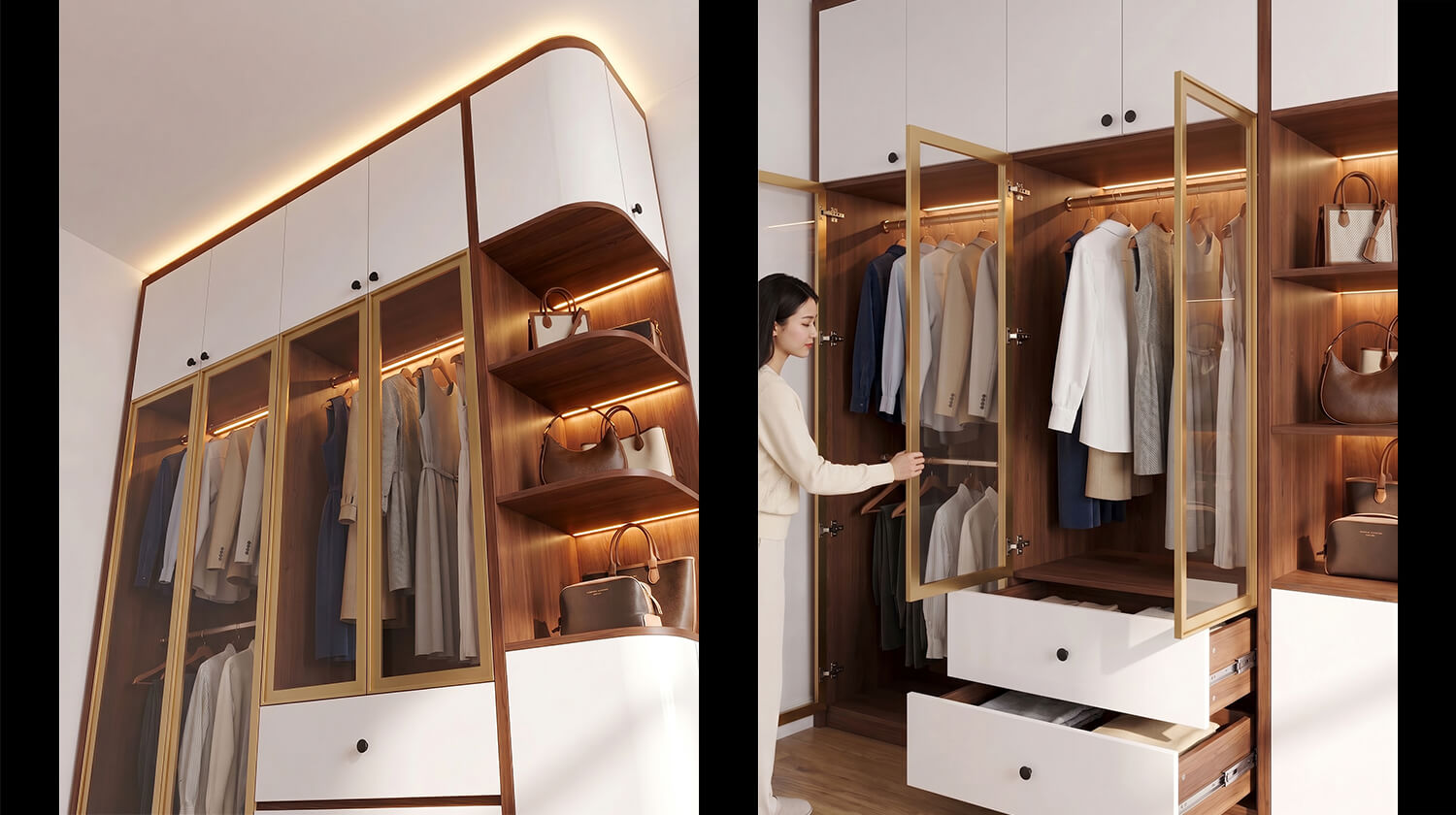 tủ gỗ MDF cánh kính