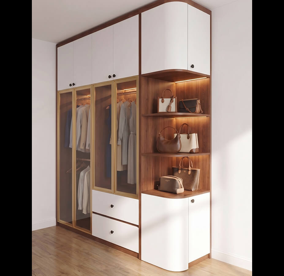 Tủ quần áo MDF cánh kính – Thiết kế sang trọng, bền đẹp
