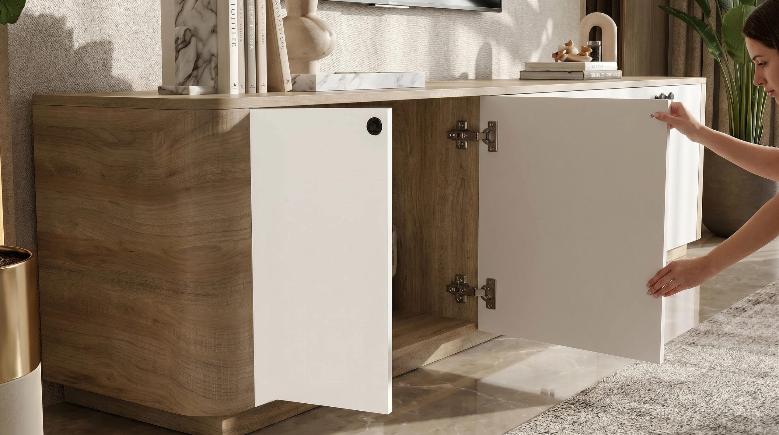 kệ tivi bo cong gỗ mdf
