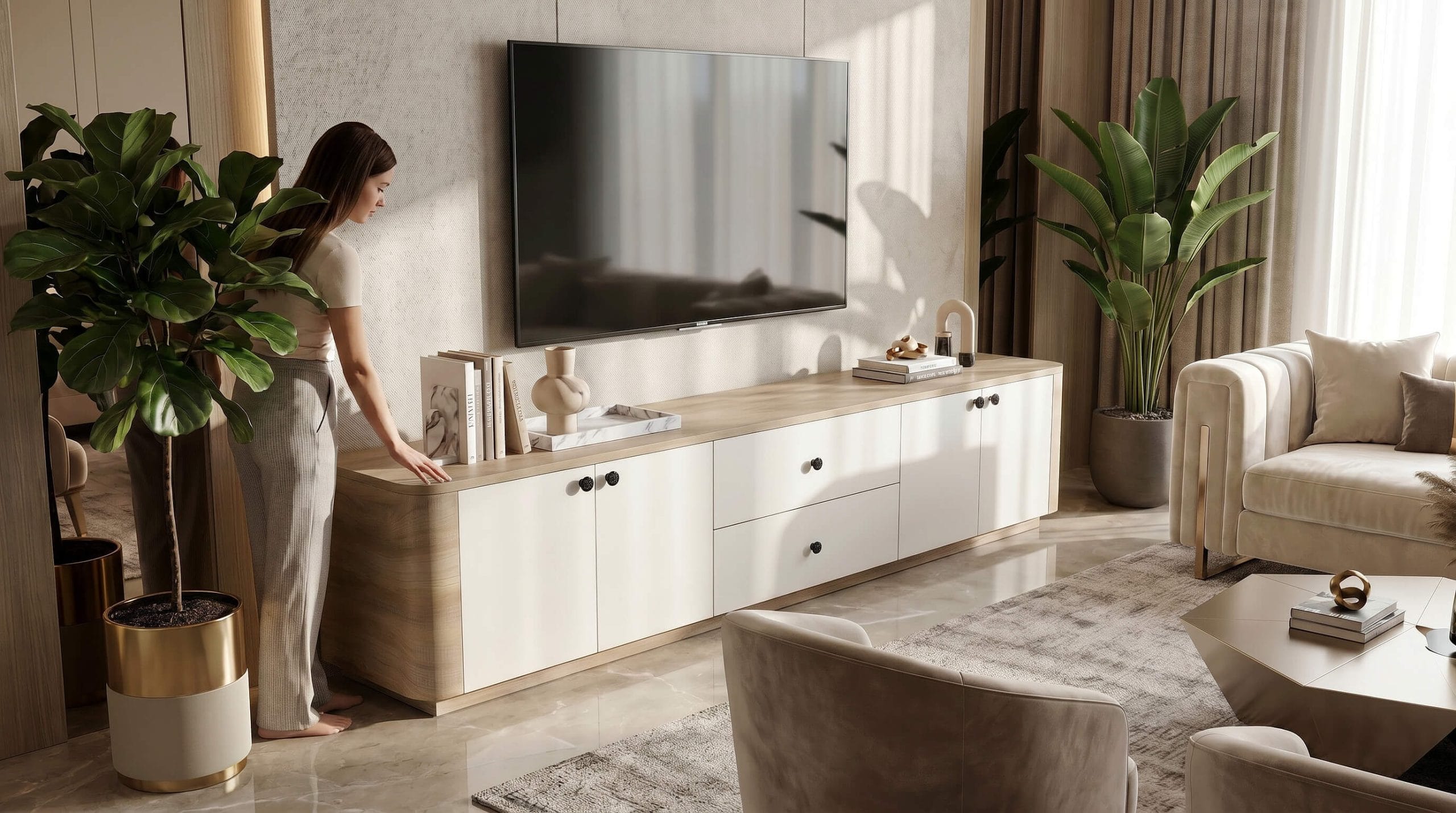 kệ tivi bo cong gỗ mdf