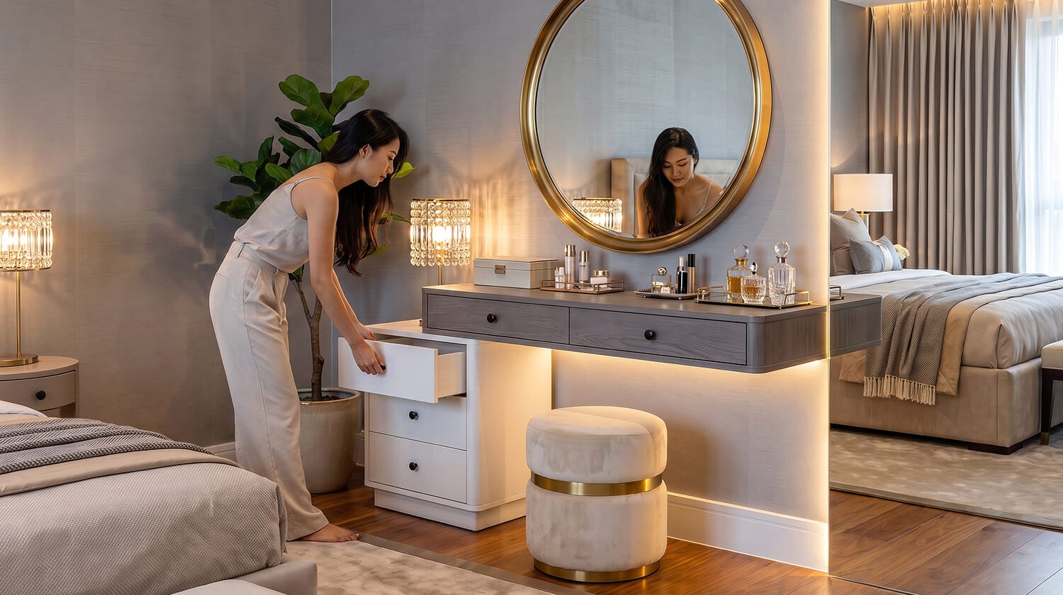bàn trang điểm gỗ công nghiệp MDF