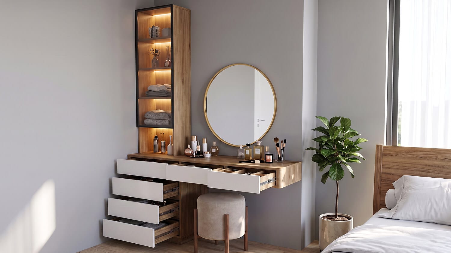 bàn trang điểm mdf cốt xanh