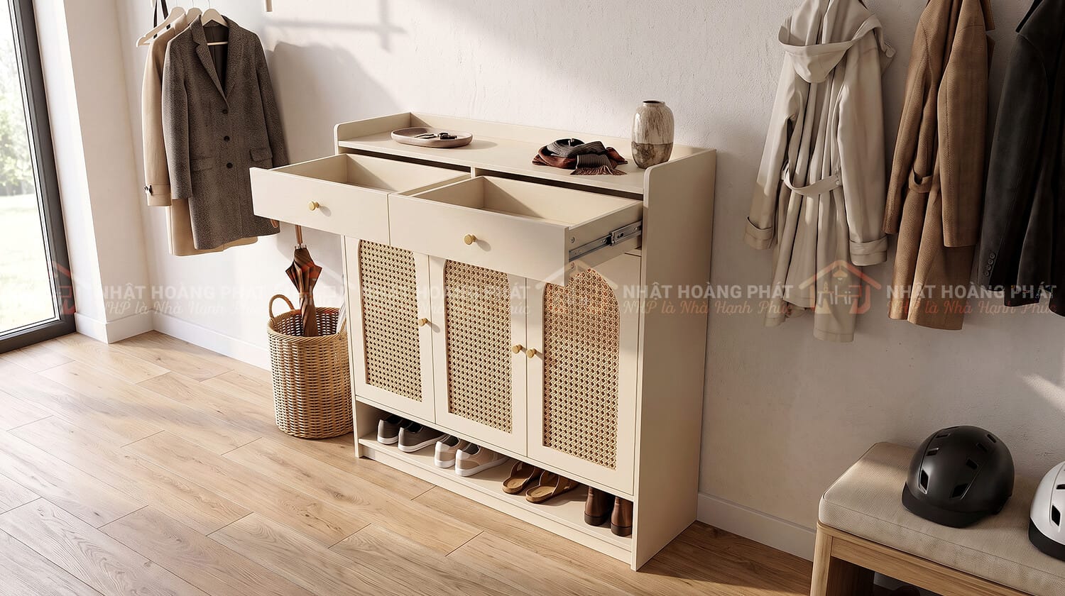 tủ giày MDF cánh mây