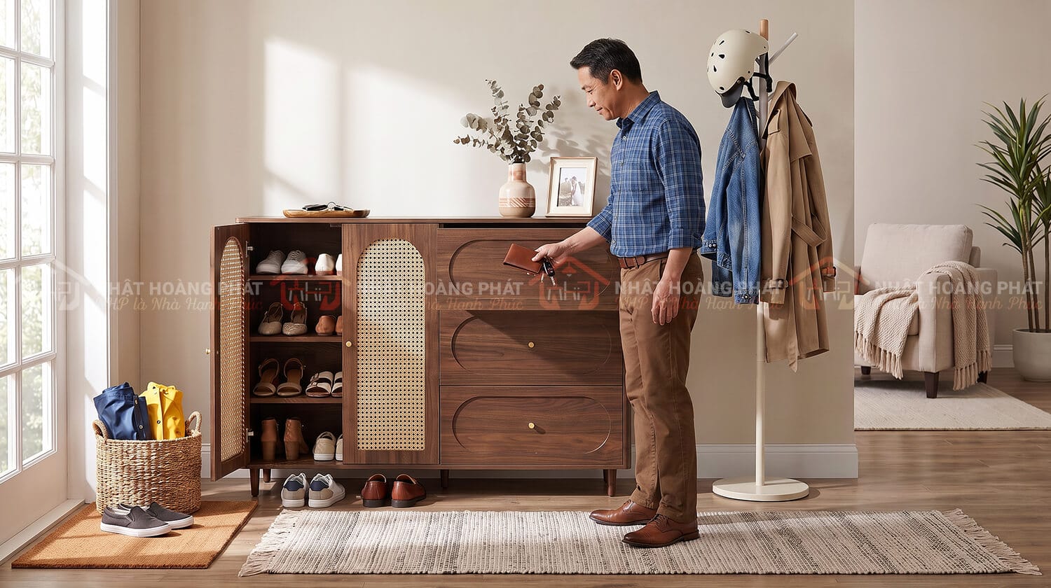 tủ giày gỗ có ngăn kéo