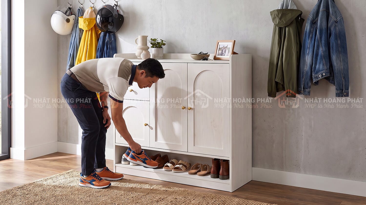 tủ giày mdf thiết kế hiện đại
