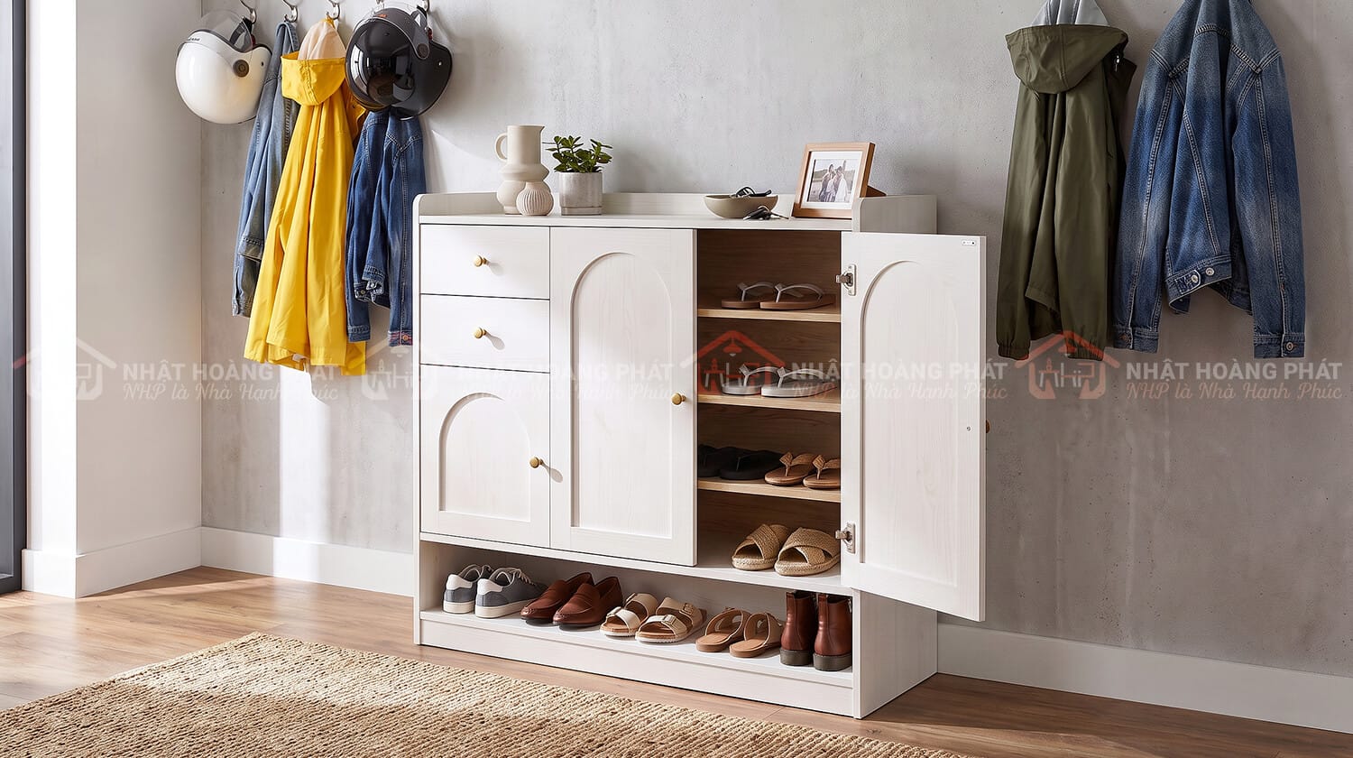 tủ giày mdf thiết kế hiện đại